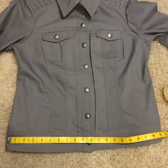 TRIBAL Clay Grey Braided Jean Jacket - Picture 13 of 15